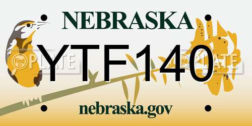 YTF140 Nebraska License Plate