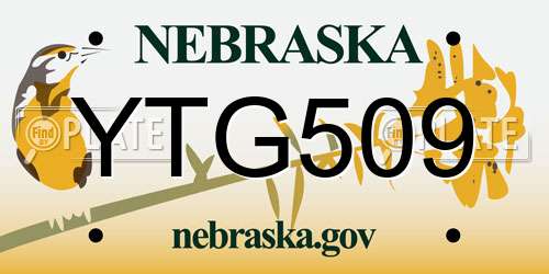 YTG509 Nebraska License Plate