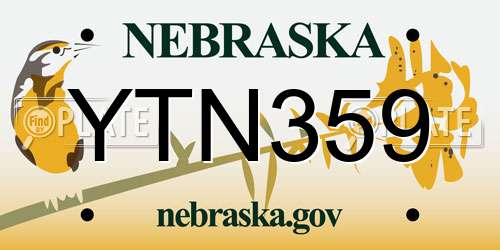 YTN359 Nebraska License Plate