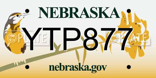 YTP877 Nebraska License Plate