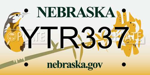 YTR337 Nebraska License Plate
