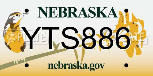 YTS886 Nebraska License Plate