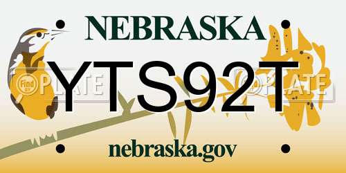 YTS92T Nebraska License Plate