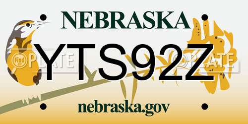YTS92Z Nebraska License Plate