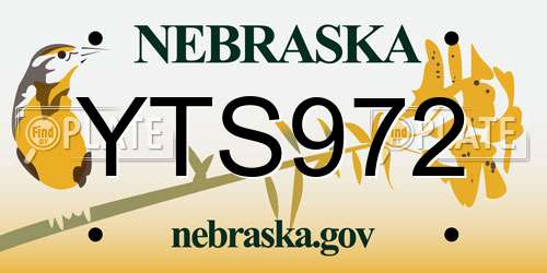 YTS972 Nebraska License Plate