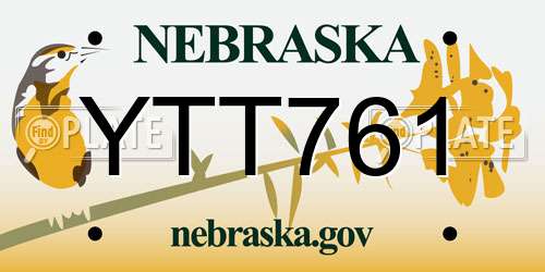 YTT761 Nebraska License Plate