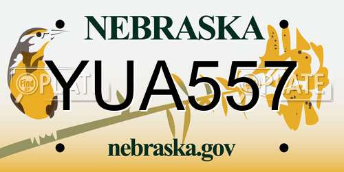 YUA557 Nebraska License Plate