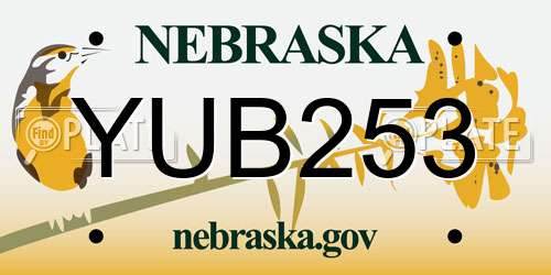 YUB253 Nebraska License Plate