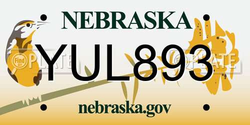YUL893 Nebraska License Plate