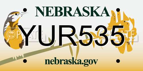 YUR535 Nebraska License Plate