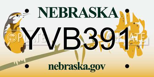 YVB391 Nebraska License Plate