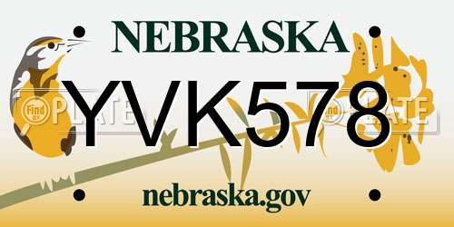 YVK578 Nebraska License Plate