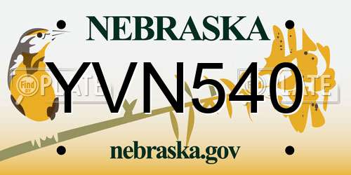 YVN540 Nebraska License Plate