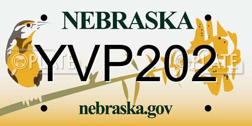 YVP202 Nebraska License Plate