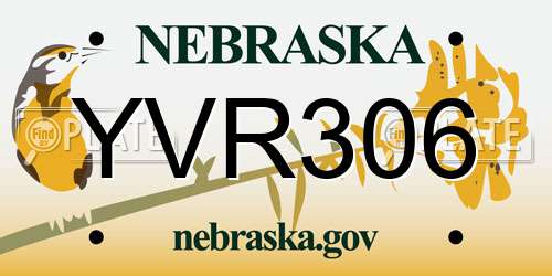 YVR306 Nebraska License Plate