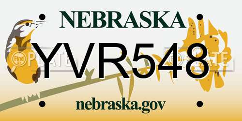 YVR548 Nebraska License Plate