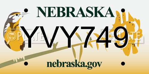 YVY749 Nebraska License Plate