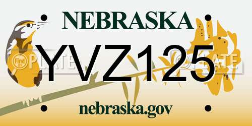 YVZ125 Nebraska License Plate