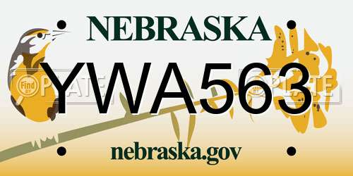 YWA563 Nebraska License Plate