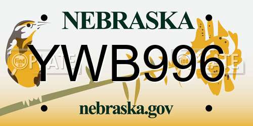 YWB996 Nebraska License Plate