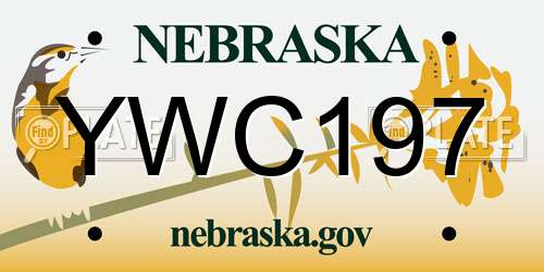 YWC197 Nebraska License Plate