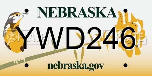 YWD246 Nebraska License Plate