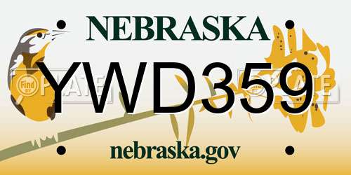 YWD359 Nebraska License Plate