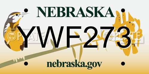 YWF273 Nebraska License Plate
