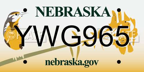 YWG965 Nebraska License Plate