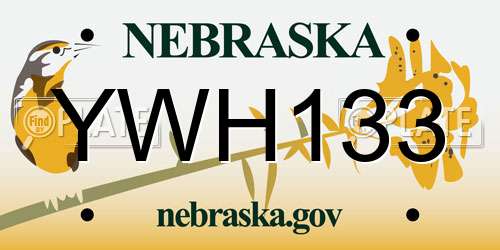 YWH133 Nebraska License Plate
