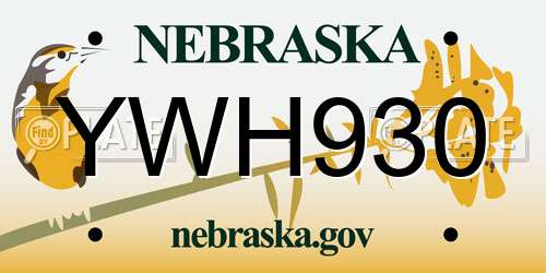 YWH930 Nebraska License Plate