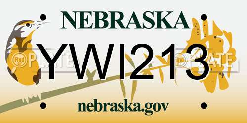 YWI213 Nebraska License Plate