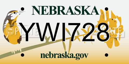 YWI728 Nebraska License Plate