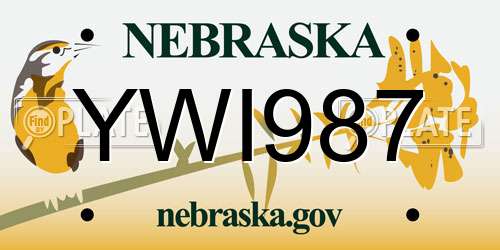 YWI987 Nebraska License Plate