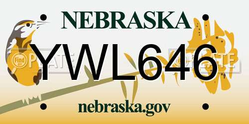 YWL646 Nebraska License Plate