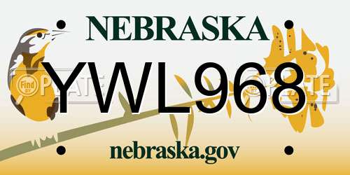 YWL968 Nebraska License Plate