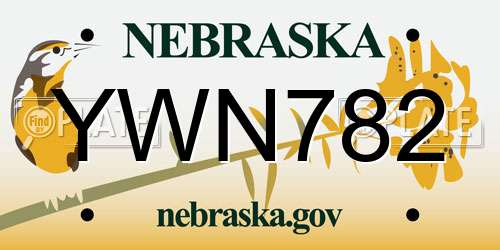YWN782 Nebraska License Plate