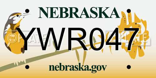 YWR047 Nebraska License Plate