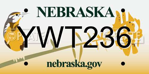 YWT236 Nebraska License Plate