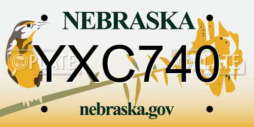 YXC740 Nebraska License Plate