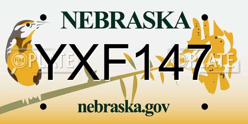 YXF147 Nebraska License Plate