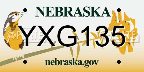 YXG135 Nebraska License Plate