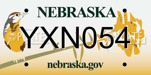 YXN054 Nebraska License Plate