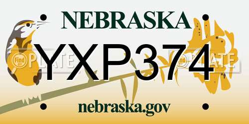 YXP374 Nebraska License Plate