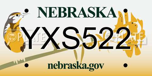 YXS522 Nebraska License Plate