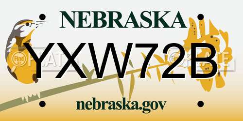 YXW72B Nebraska License Plate