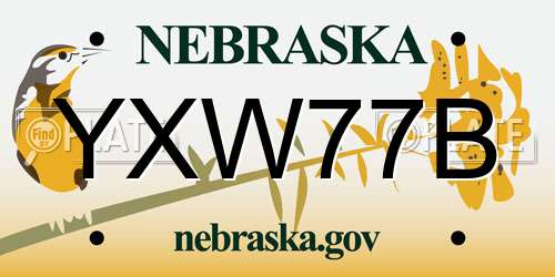 YXW77B Nebraska License Plate