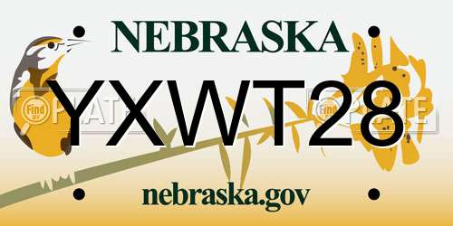 YXWT28 Nebraska License Plate