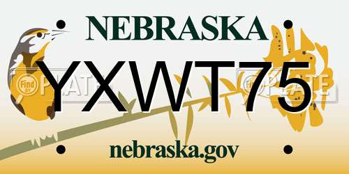YXWT75 Nebraska License Plate