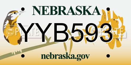 YYB593 Nebraska License Plate